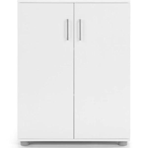 Design Square Monica Low Cupboard Multi-purpose Storage Cabinet 2-Doors - White