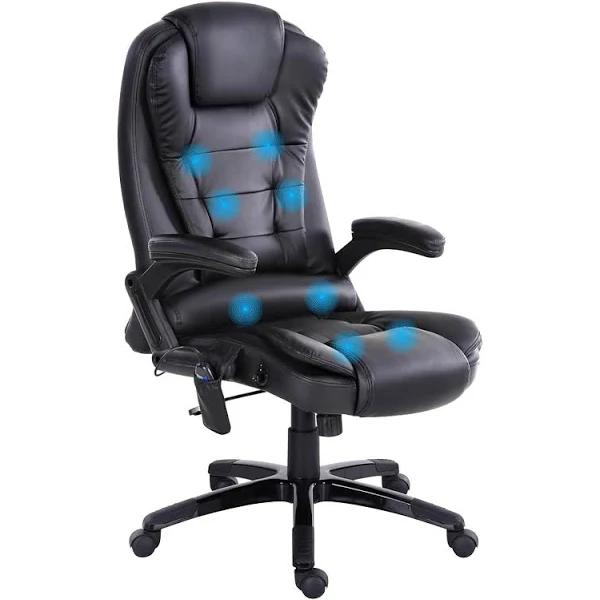 8 Point Pu Leather Reclining Massage Chair (Black)