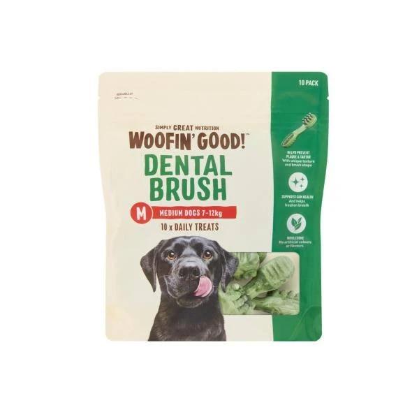 Woofin Good Dental Brush Medium Dog Treat 10 Pack