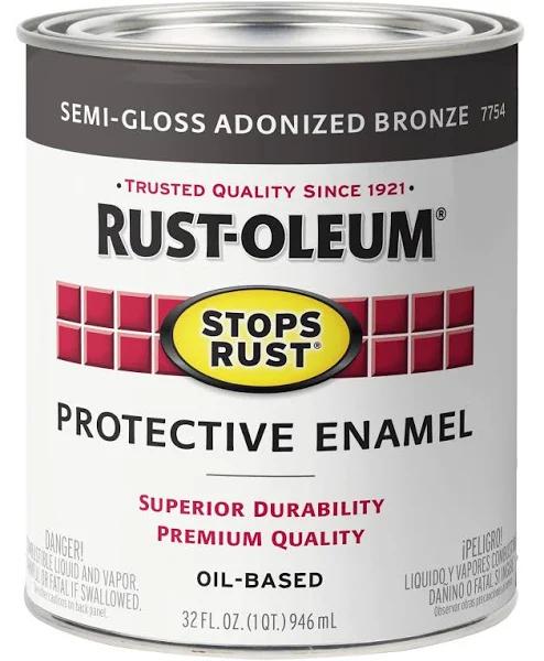 Qt. Stops Rust Anodized Bronze Semi-Gloss Oil-Based Paint, Rust-Oleum, 7754502