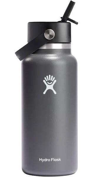 Hydro Flask 32-Ounce Wide Mouth Water Bottle With Straw Lid Stone