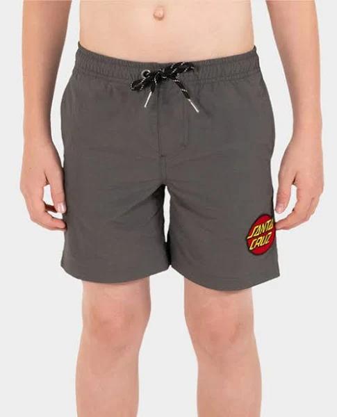 Classic Dot Cruzier Santa Cruz Boys Beach Short Charcoal, Size 12