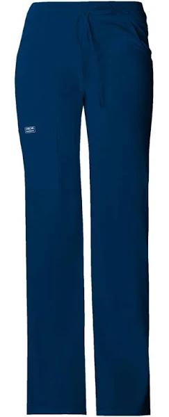 Cherokee Workwear Core Stretch 24001 Scrubs Pants Womens Low Rise Drawstring Cargo Navy