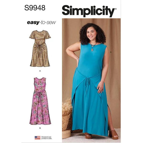 Simplicity Pattern S9948 Women's Knit Dress with Sleeve and Length VARIATIONS- Size W2 (20W-22W-24W-