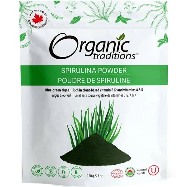 Organic Traditions Spirulina Powder 5.3 oz (150 g)