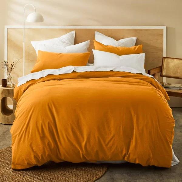 MyHouse Stonewash Quilt Cover Set Super King / Mango