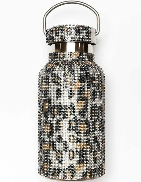 Leopard Small Diamante Water Bottle