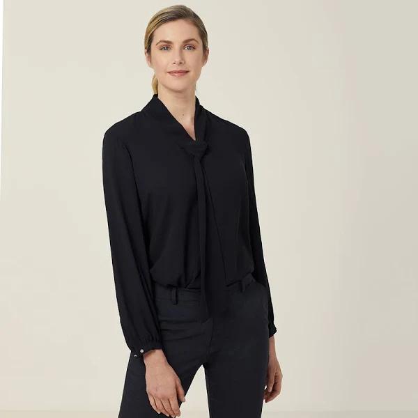 NNT Womens Georgie Tie Neck Blouse Black / 6