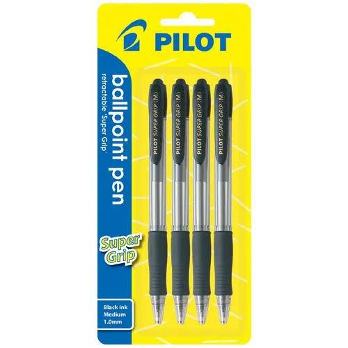 Pilot Super Grip Retractable Ballpoint Pen Black 4 Pack