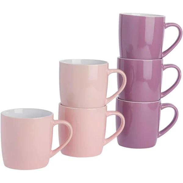 Pink & Purple Contemporary Coffee Mugs Set - 350ml - 2 Colours - Pack of 6 - by Argon Tableware