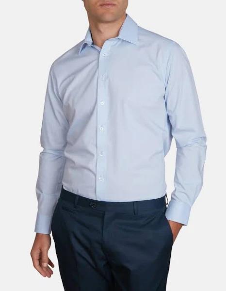 David Jones Abelard Long Sleeve 4-Way Stretch Shirt in Sky, Size 3XL