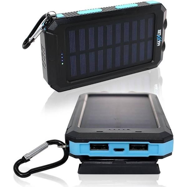 Maxxlee 10000mAh Solar Power Bank Blue