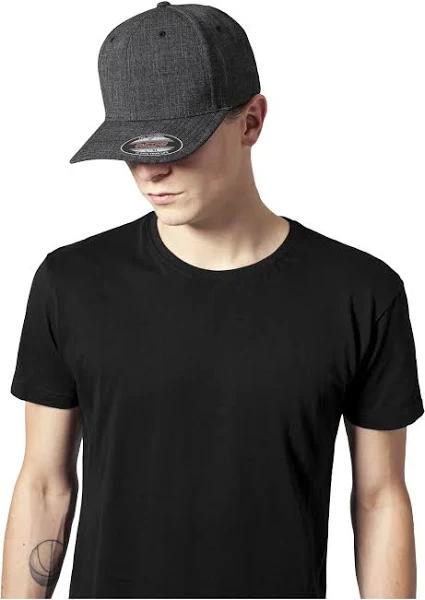 Flexfit Fine Melange Stretchable Curved Cap - Black