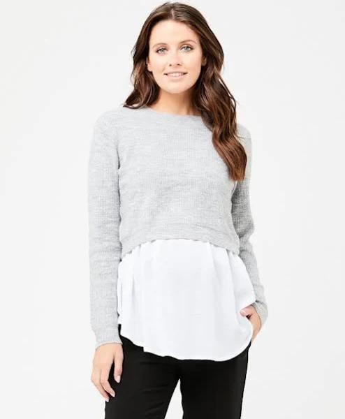 Mandy Detachable Nursing Knit Grey Marle - Size XS - Ripe Maternity