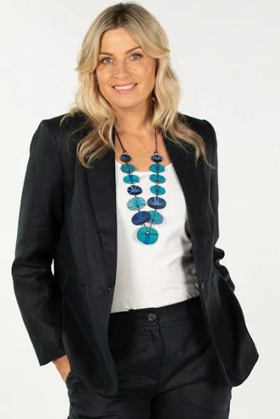 Echo Lined Blazer, Women's, Navy, Size 16, Fella Hamilton