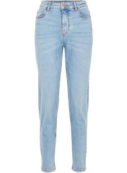 Womens Pieces High Waisted Mom Jeans - Blue