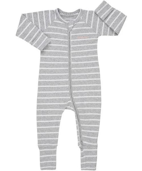 Bonds Ribbed Zip Wondersuit - New Grey Marle & White