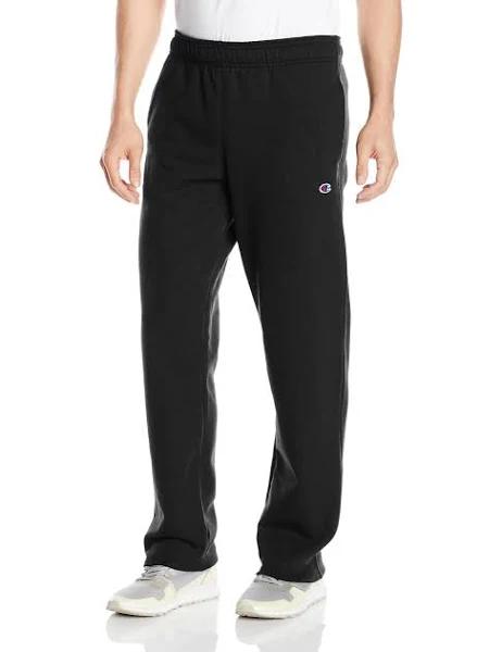 Champion p0893 549314 Men's Powerblend Fleece Open Bottom Pants - Black, M