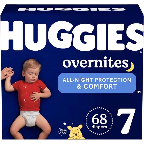 Huggies Overnight Diapers Size 7 (41+ lbs), 68 ct, Overnites Nighttime Baby Diapers