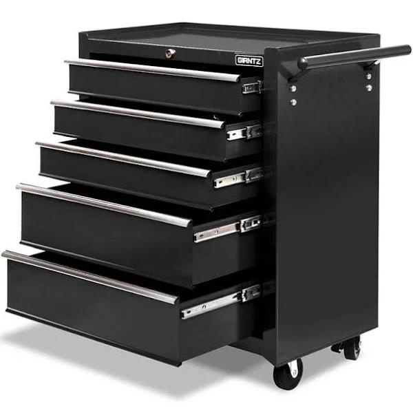 5 Drawer Tool Box Cabinet Chest Trolley Box Garage Storage Toolbox Black