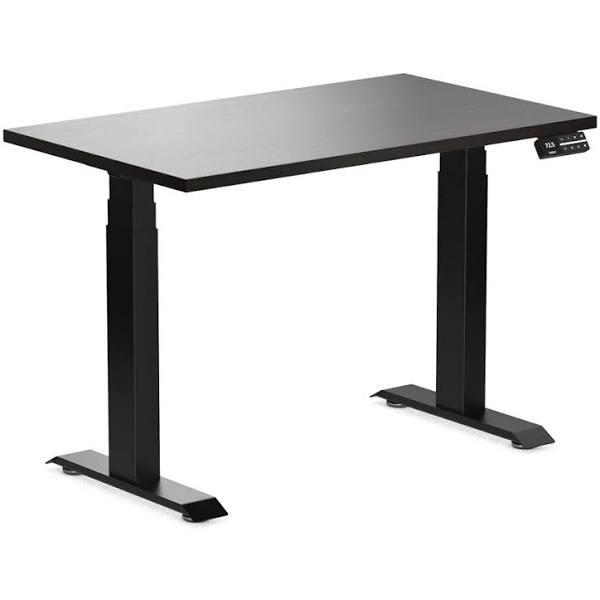 Desky Dual Mini Sit Stand Desk - Burnished Wood / 1000 x 600 / Matte Black - AfterPay & zipPay Available