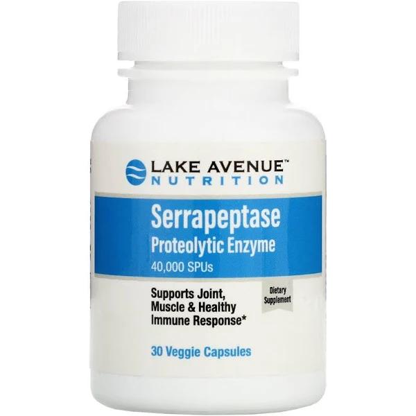 Lake Avenue Nutrition, Serrapeptase, Proteolytic Enzyme, 40,000 SPUs, 30 Veggie Capsules