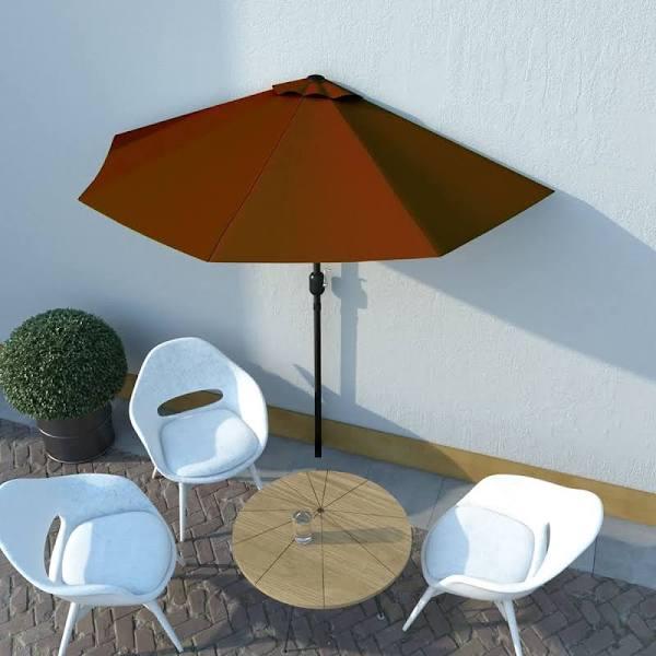 Balcony Parasol With Aluminium Pole Terracotta 270x135x245 cm Half