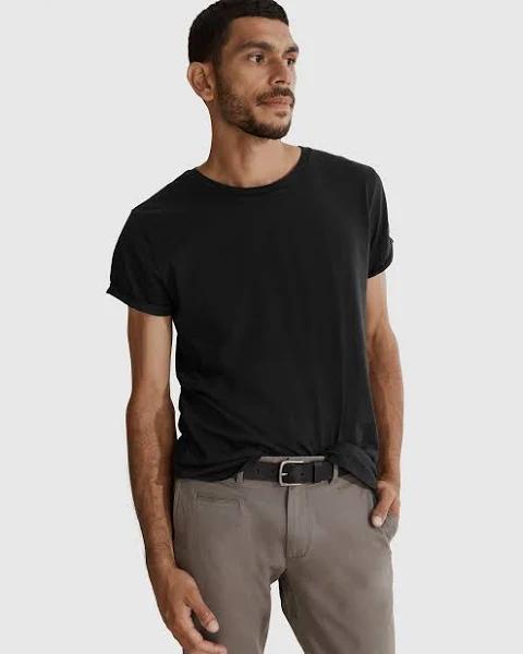 Country Road Men's Australian Longline Garment Dyed T-Shirt Black in Size XS | 100% Cotton