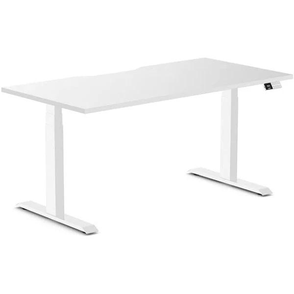 Desky Dual Scalloped Melamine Sit Stand Desk White / Medium 1500x750mm