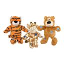 Kong Wild Knots Bear Giraffe and Tiger 3 Pack Small Medium Squeaky Plush Tug Toys For Dogs by Budget Pet Products