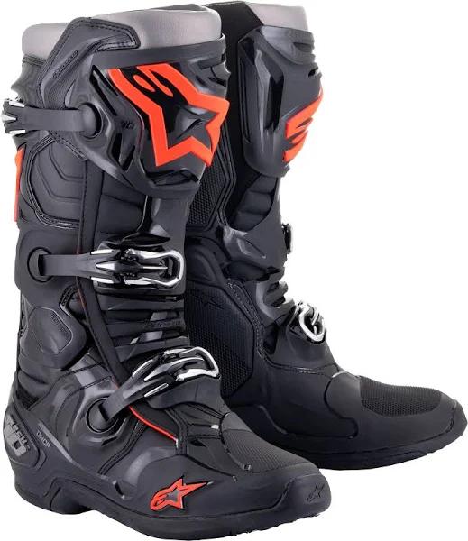 Alpinestars Tech 10 Boots Black Red Fluo