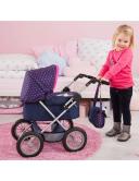 Bayer Trendy Doll Pram Dark Blue With Pink Hearts & Unicorn