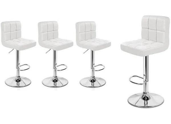 ALFORDSON Set of 4 Ralph L Shape Bar Stools (White)