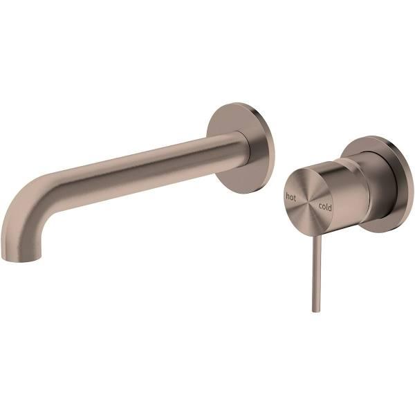 Nero Mecca Wall Basin Mixer Separate Back Plate 230mm Spout Brushed Bronze