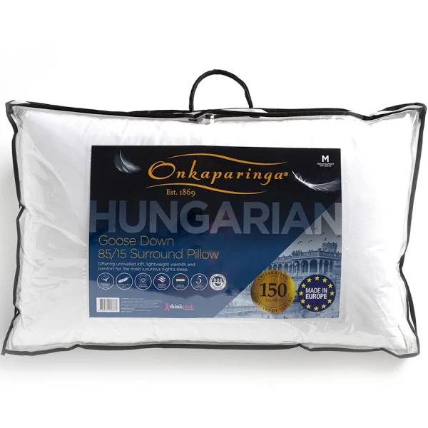 Onkaparinga 45x73cm Hungarian 50/50 Goose Down & Feather Surround Pillow White