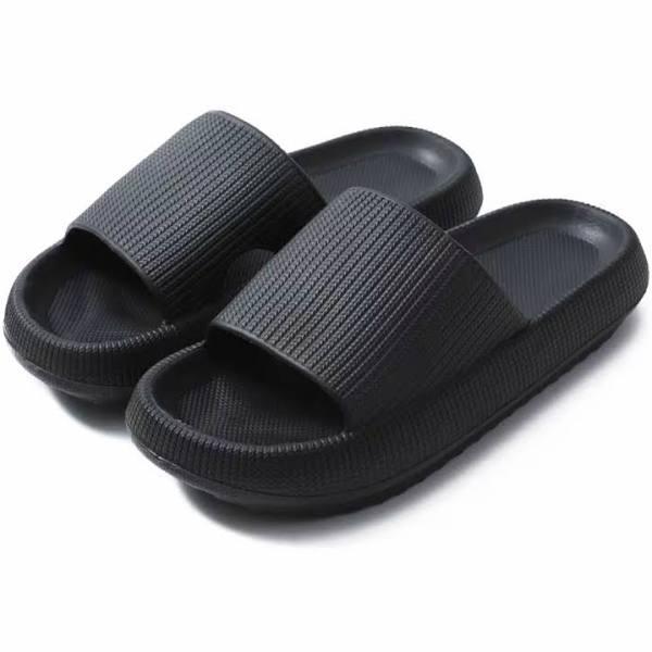 Pillow Slides Sandals Ultra-soft Slippers Extra Soft Cloud Shoes Anti-slip AU - Black 40-41