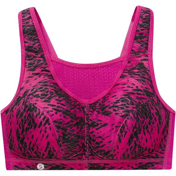 Glamorise No-Bounce Camisole Elite Wire-Free Sports Bra - Fuchsia Print - 28E