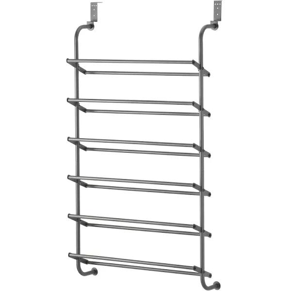 Whitmor 6 Shelf, Over The Door Shoe Rack, Gunmetal