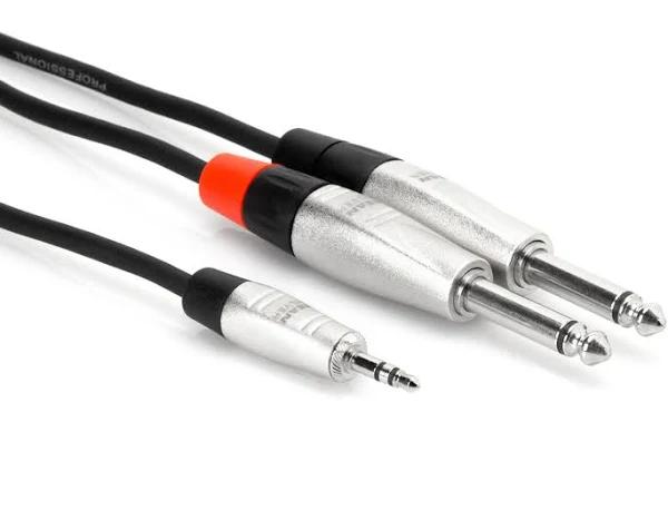 Hosa REAN 3.5 mm TRS To Dual 1/4 Inch TS Pro Stereo Breakout Cable, 6 Feet