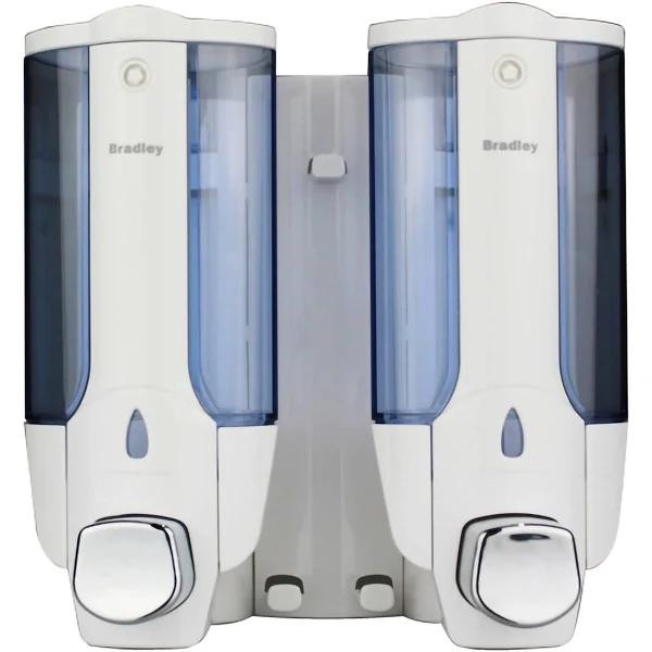 Bradley 6253 Dual Soap Dispenser, 2 x 370ml - White Plastic 175mm W x 193mm H x