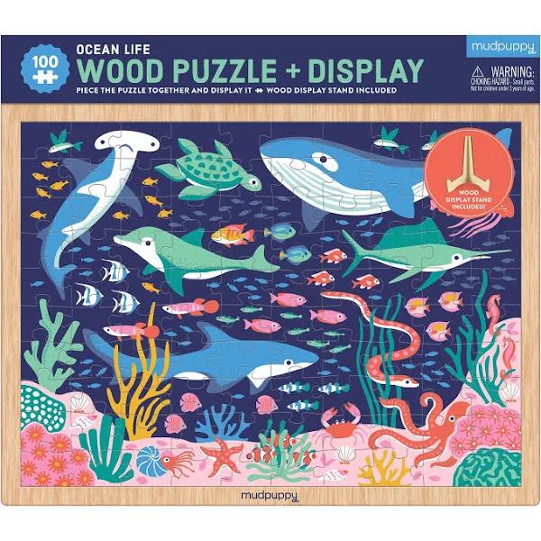 Ocean Life 100 Piece Wood Puzzle + Display