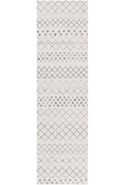 Selma White Grey Tribal Rug, Runner 400X80CM