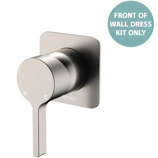 Fienza Sansa Wall Mixer Dress Kit - Brushed Nickel - Soft Square Plate