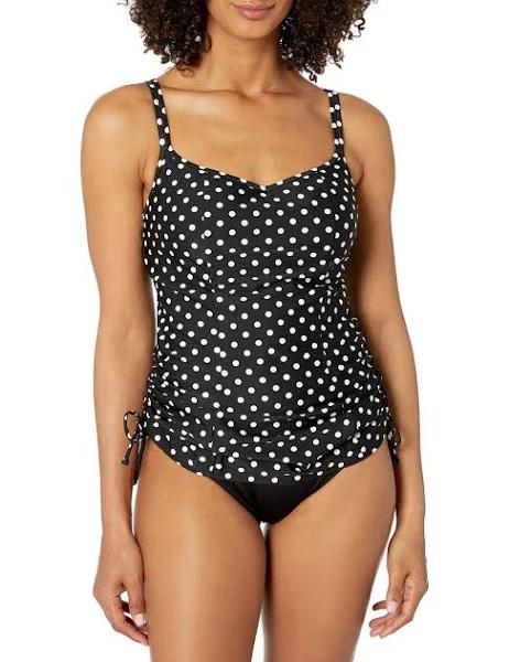 Panache Anya Spot Tankini Top Black/White 32E