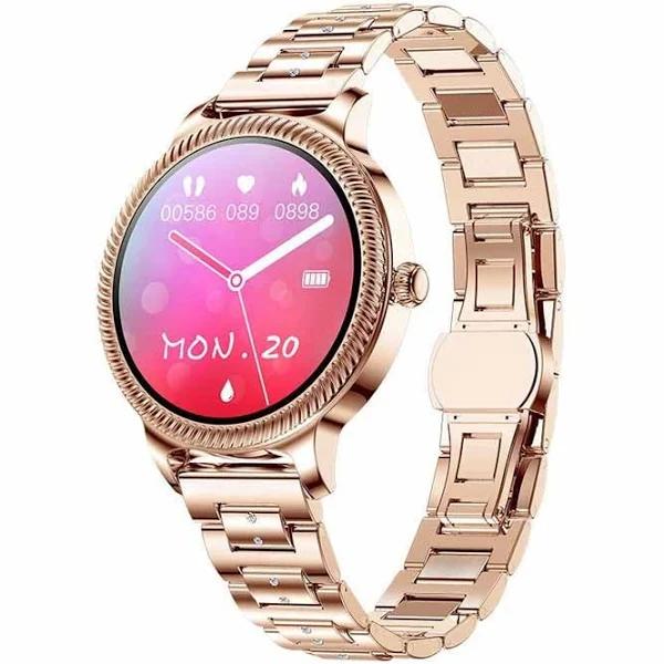 Adore Womens Smart Watch Waterproof Activity Tracker With Sleep Monitoring Blood Oxygen-Gold Solid Steel