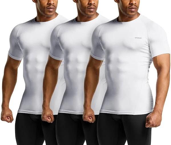 TSLA Men's Cool Dry Short Sleeve Compression Shirts, Athletic Workout Shirt, Active Sports Base Layer T-shirts