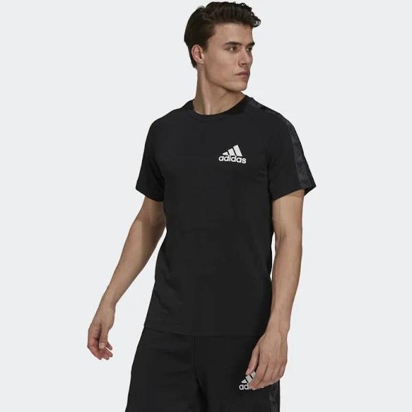 Adidas AEROREADY Designed to Move Sport Motion Logo Short Sleeve T-Shirt Black White - S