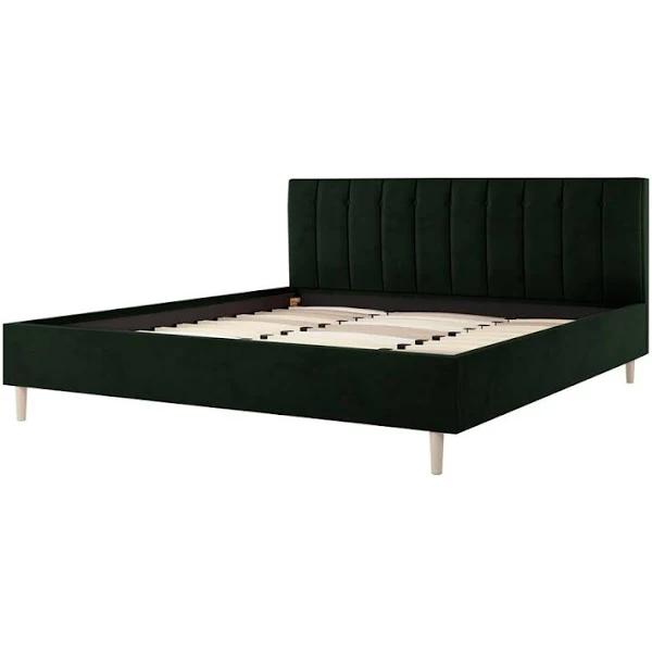 Kelly Velvet Bed Frame - King Dark Forest Green - Size: King