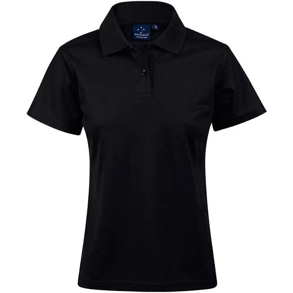 Vine | Ladies Plain CoolDry Short Sleeve Polo Shirt Black 8