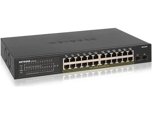 Netgear 24-Port Gigabit PoE+ Smart Managed Pro Switch, Black, GS324TP-100AJS